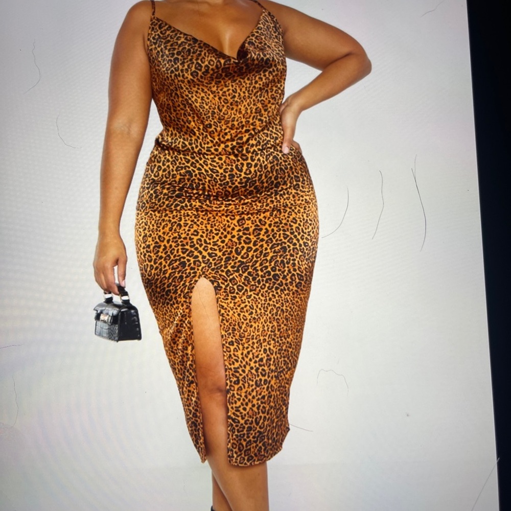 PRETTY LITTLE THINGS LEOPARD SLIP DRESS BRAND NEW SIZE 12